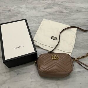 Gucci Brown Leather Crossbody with Gold Details